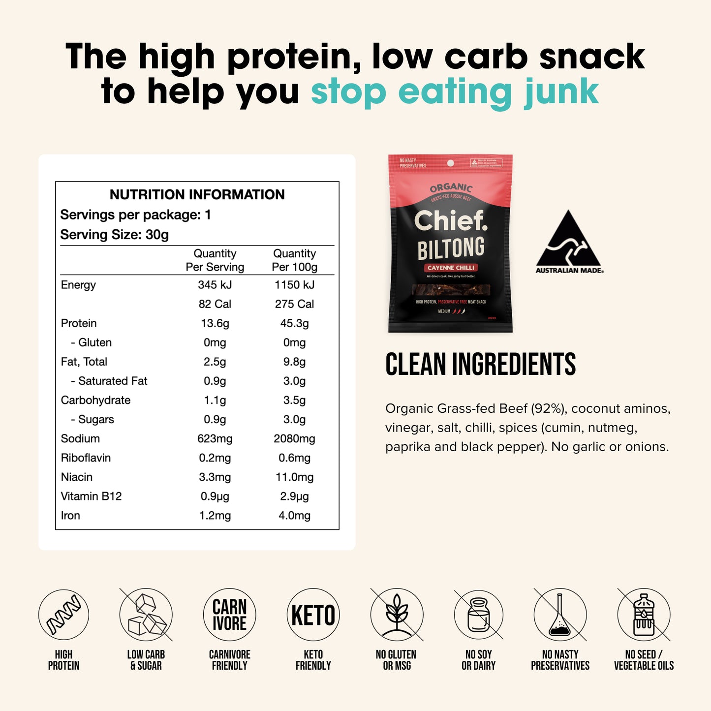 Chief. Beef and Chilli Biltong 30g