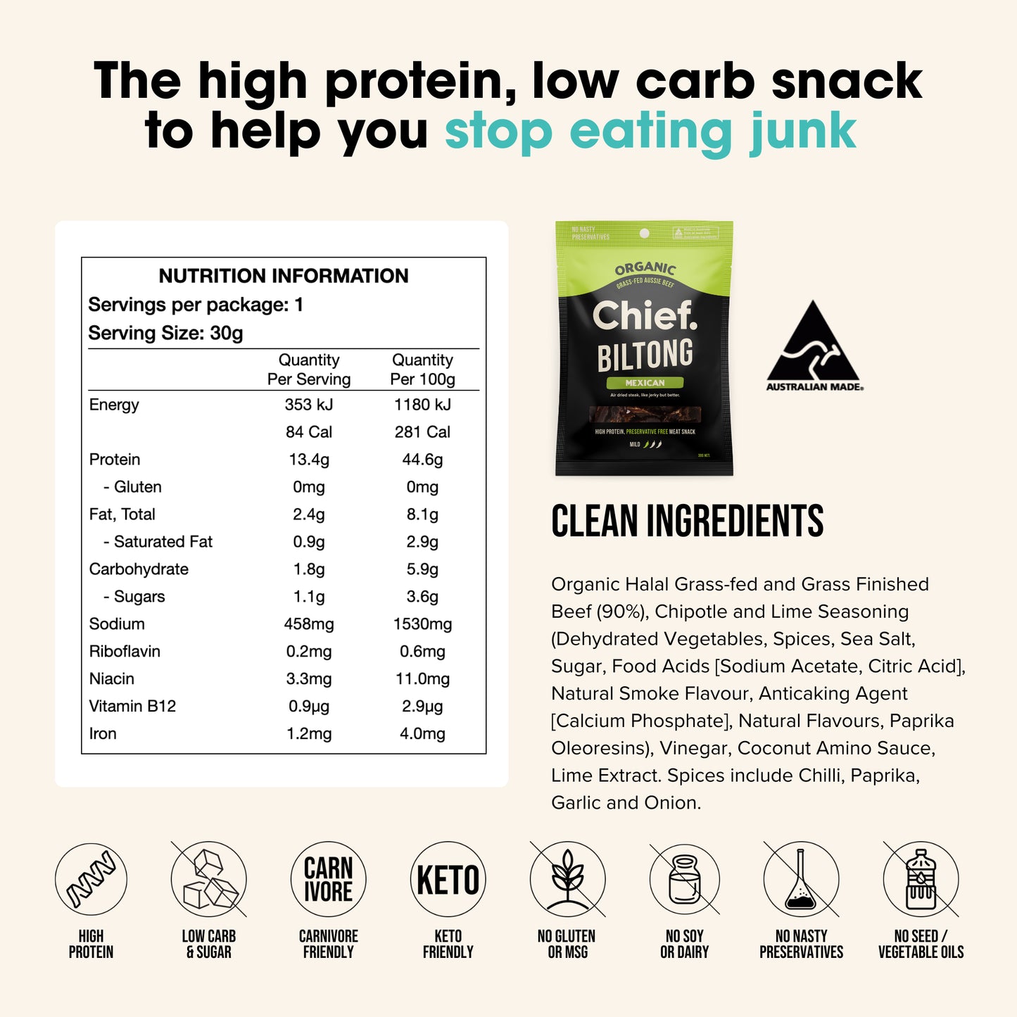Chief. Chipotle & Lime Biltong 30g