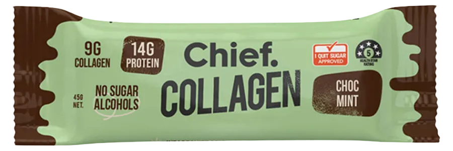Chief. Collagen Bar Choc Mint 45g