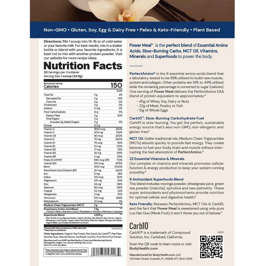 BodyHealth Perfect Amino Power Meal (Vanilla) Bonasana Health